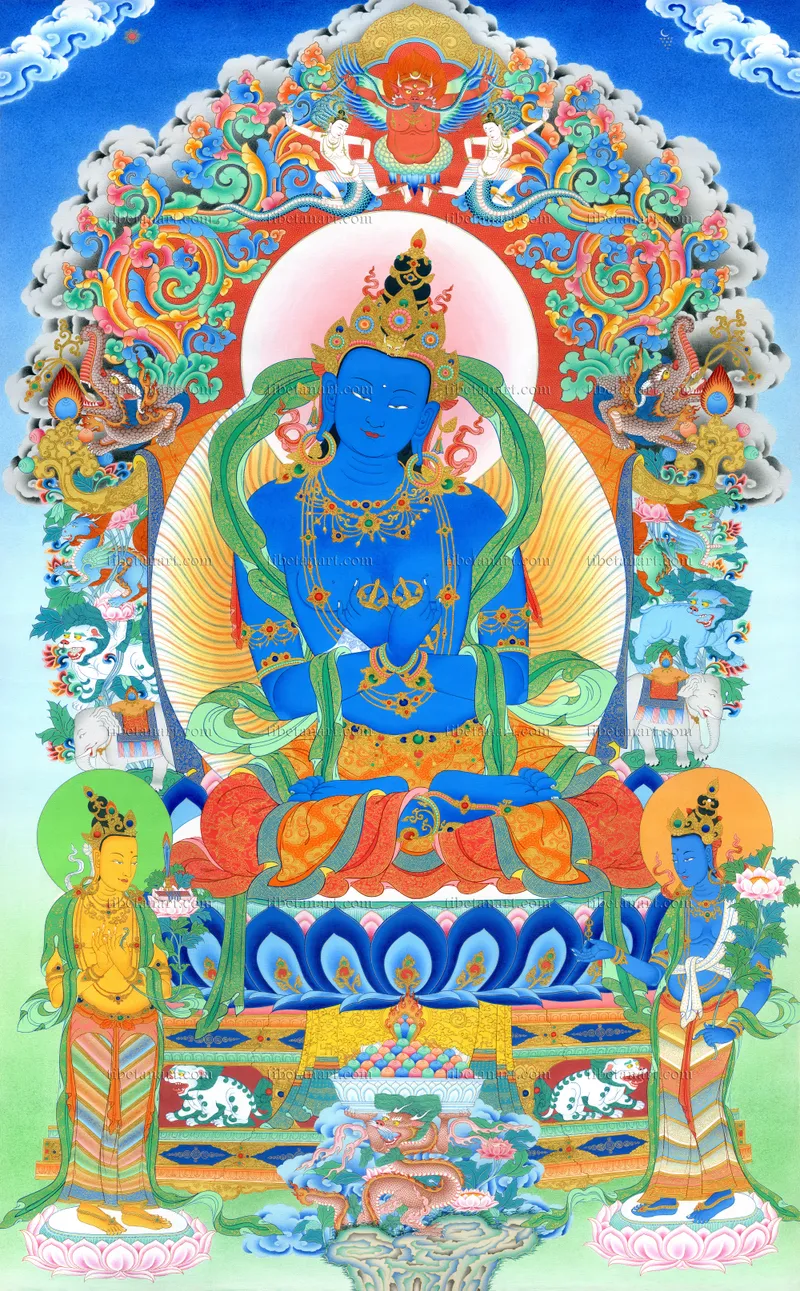 Vajradhara with Manjushri and Vajrapani