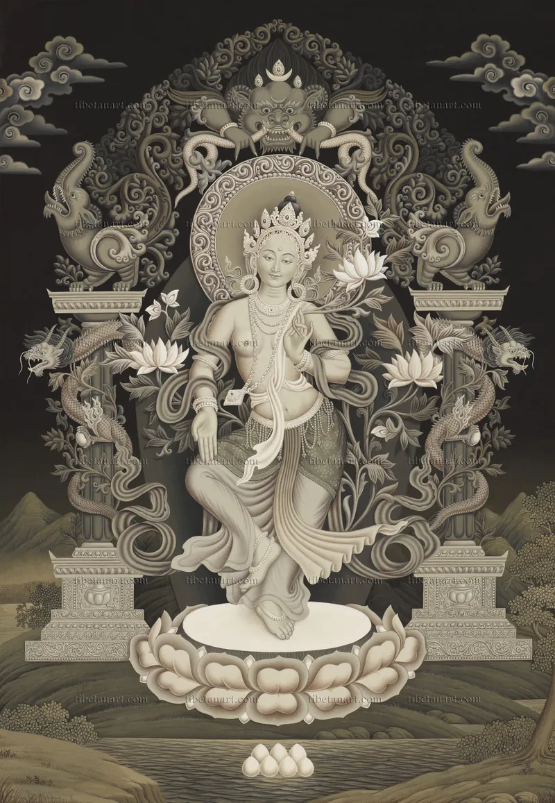 Dancing Green Tara (Sepia)